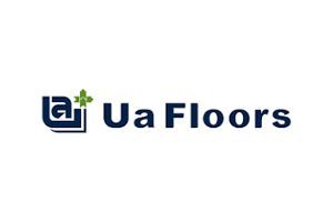 Ua Floors logo in dark blue with a small green accent on a white background