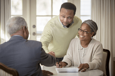 Lawyer with his clients