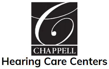 Chappell Hearing Care Centers logo: black square with white stylized "C", "CHAPPELL" below, and "Hearing Care Centers" below that.