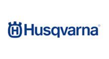 Husqvarna logo: Blue crown inside a blue square, next to the word 