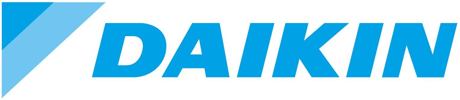 A blue daikin logo on a white background