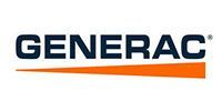 GENERAC logo in dark blue with an orange underline on a white background
