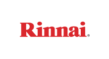 Rinnai logo in red text on a white background.
