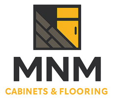 Logo: Square with a cabinet and flooring design above bold "MNM" text and "CABINETS & FLOORING" below.