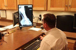 Man checking x-ray