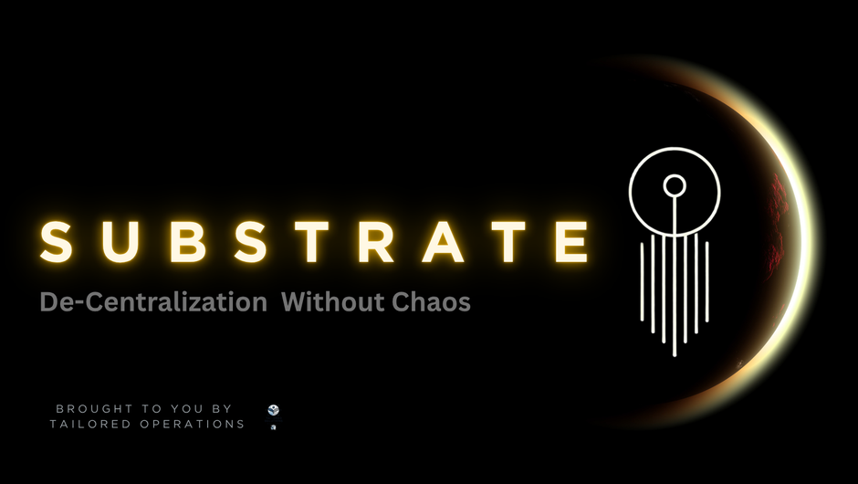 A logo for a company called Substrate Decentralization Without Chaos