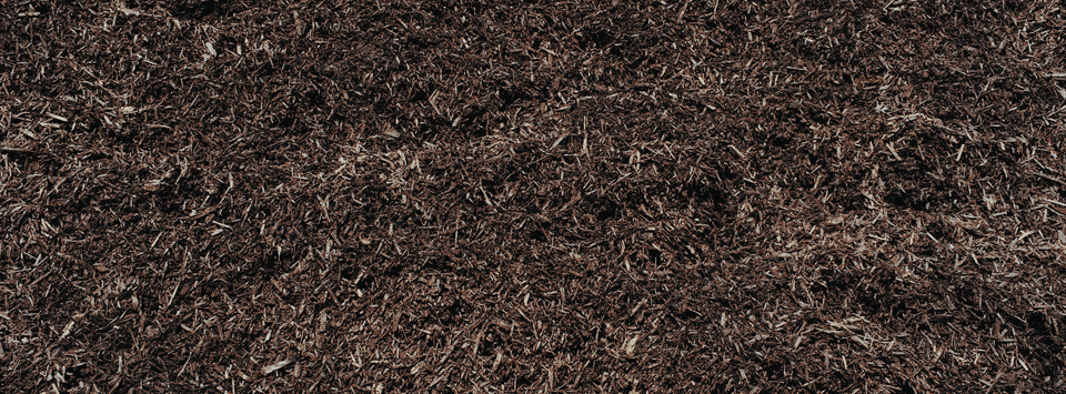 Close-up of tripled-shredded brown mulch