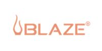 A logo for blaze with a flame in the middle.