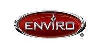 The logo for enviro is a red oval with a flame in the middle.