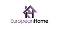 The logo for european home shows a house with a purple roof.