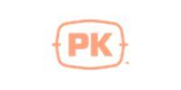 A logo for pk is shown on a white background.