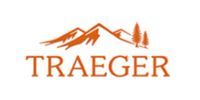 The traeger logo has a mountain and trees on it.
