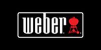 A weber grill logo on a black background