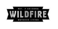 A black and white logo for wildfire outdoor living.