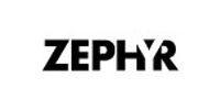 A black and white logo for zephyr on a white background.