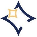 Blue and gold star-shaped logo with a gold square in the center.