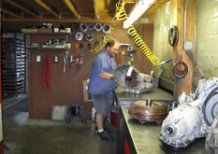 Technician repairing the transmission