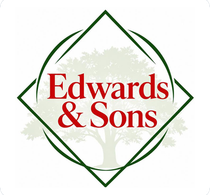 Edwards & Sons logo with red text over a green tree and diamond outline