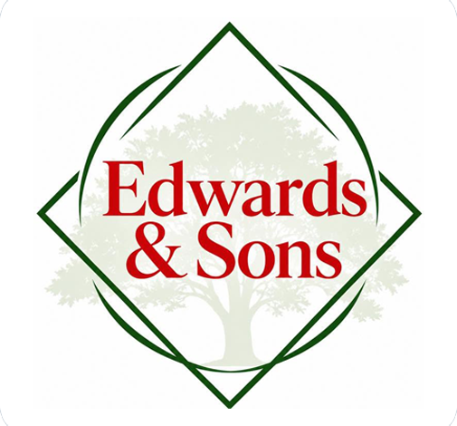 Edwards & Sons logo with red text over a green tree and diamond outline