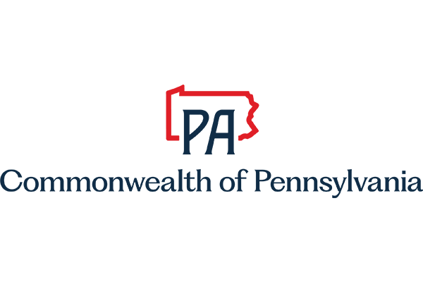 Logo of the Commonwealth of Pennsylvania; red outline of state with