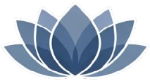 Blue lotus flower graphic with white outline.