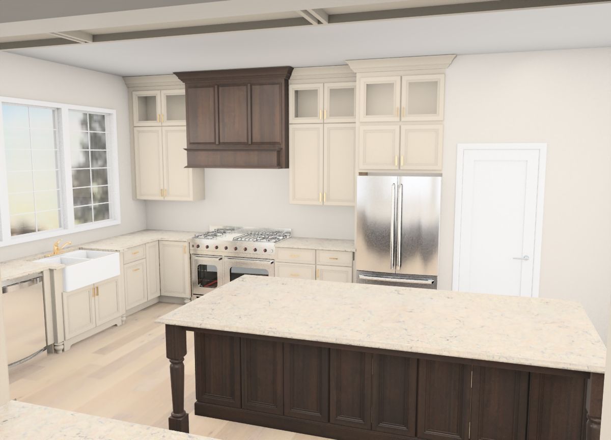 Initial kitchen layout concept drawn before meeting the homeowners, showing the early design direction for the space.
