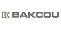 BAKCOU logo in gray with stylized double-chevron icon on white background