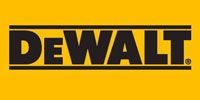 DEWALT logo in black text on a bright yellow background