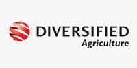 Diversified Agriculture logo with red striped globe icon and black text on white background