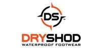DS logo with orange and black text reading “DRYSHOD” and “WATERPROOF FOOTWEAR”