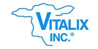 Vitalix Inc. logo in blue text with a blue outline of Texas