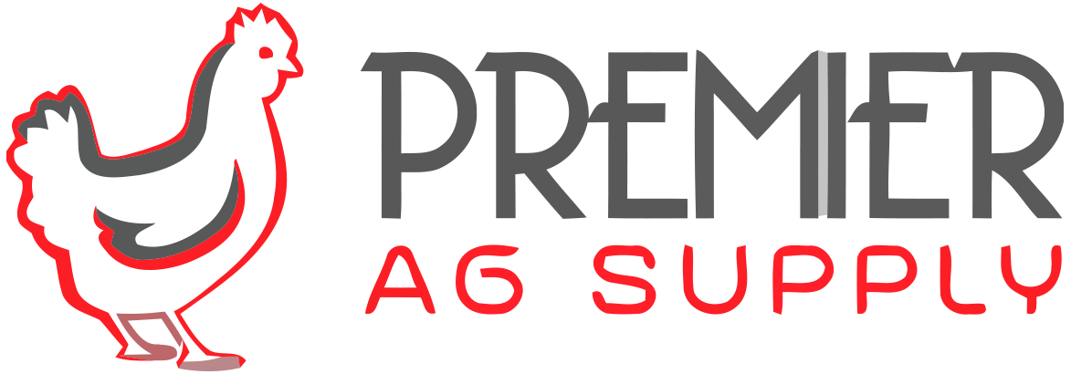 Premier Ag Supply logo with a red outlined rooster and gray-and-red text