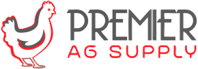 Premier Ag Supply logo with a red outlined rooster and gray-and-red text