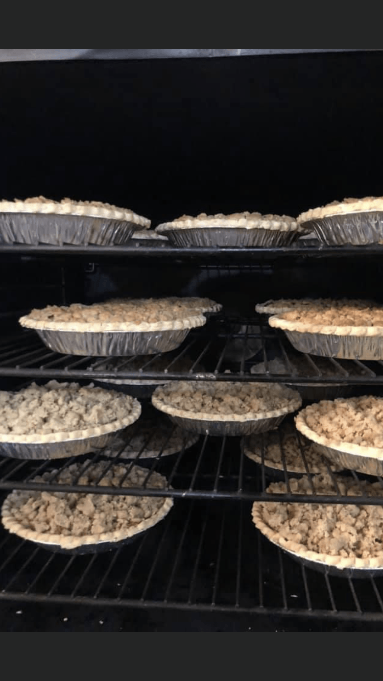 Pies in oven