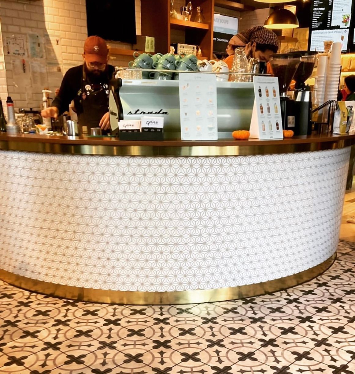 Restaurant with installed patterned tiles design