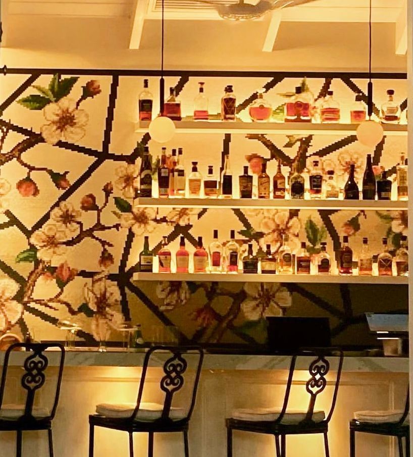 Mosaic tiles with alcohol beverages