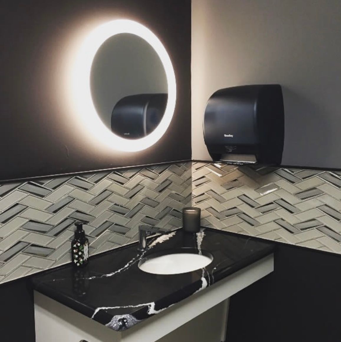 Restroom with 3-Dimensional tiles