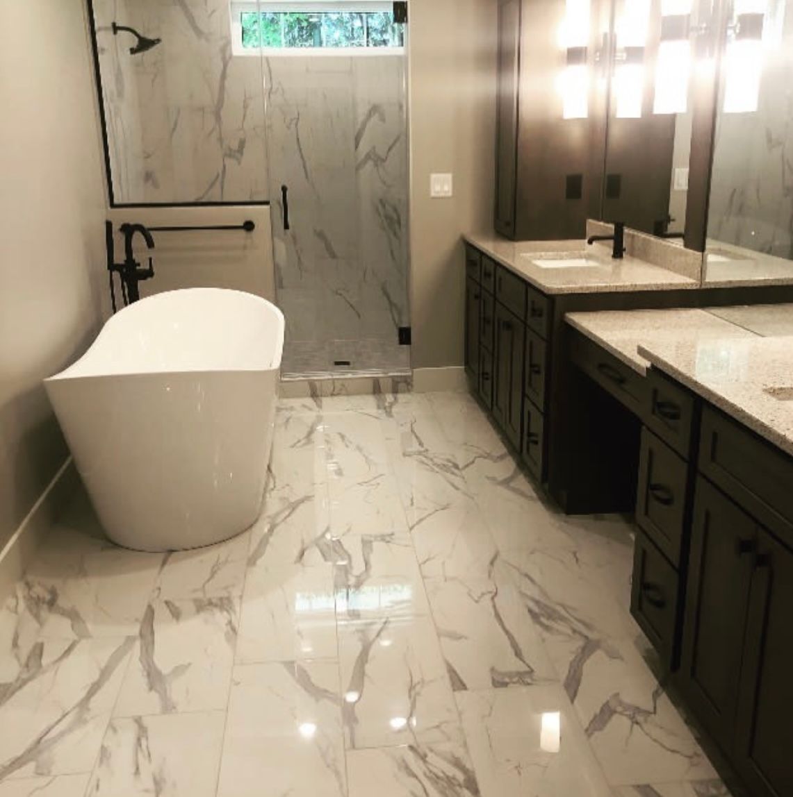 Simple restroom with bath tub