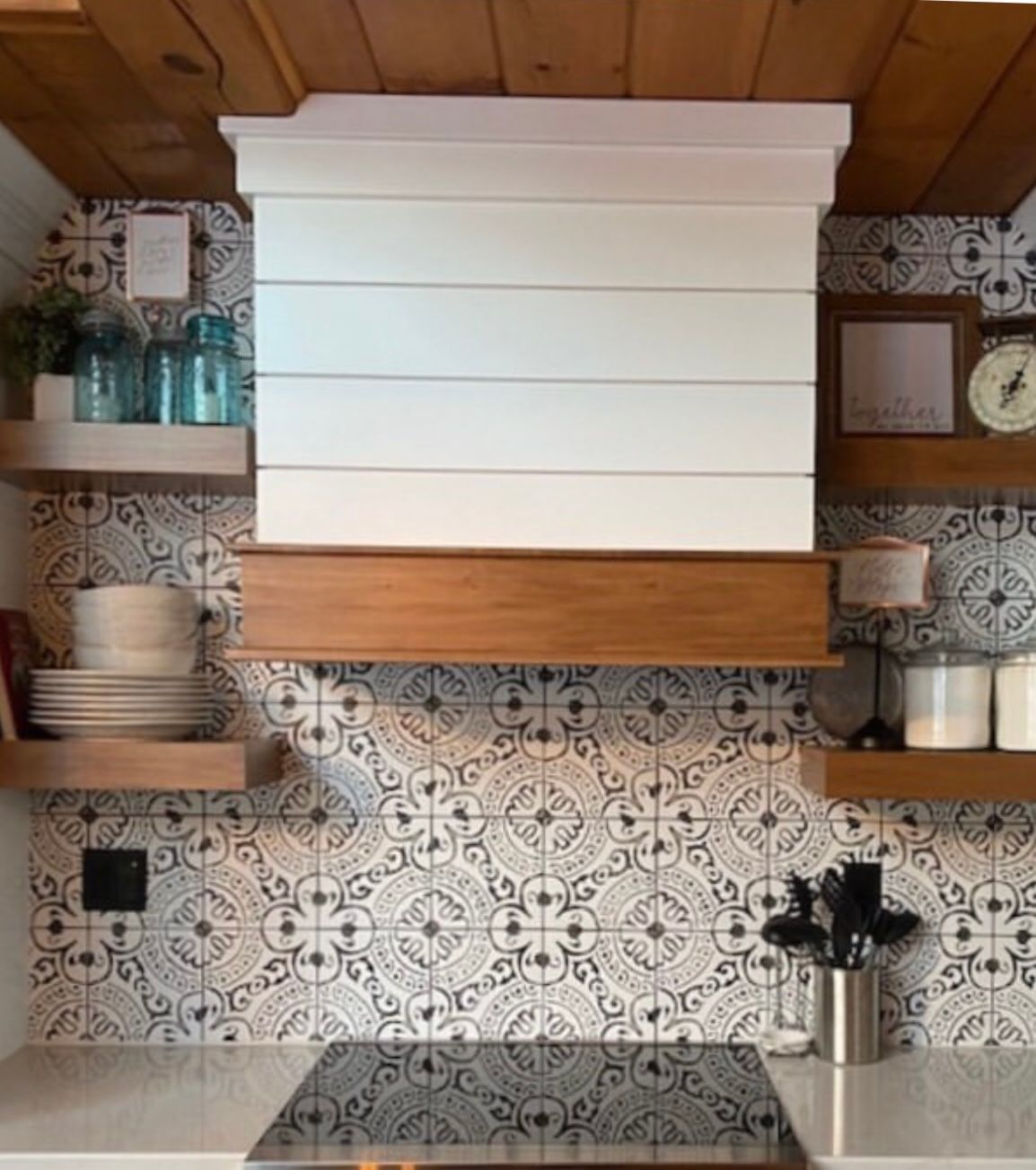 Kitchen installed mosaic tiles