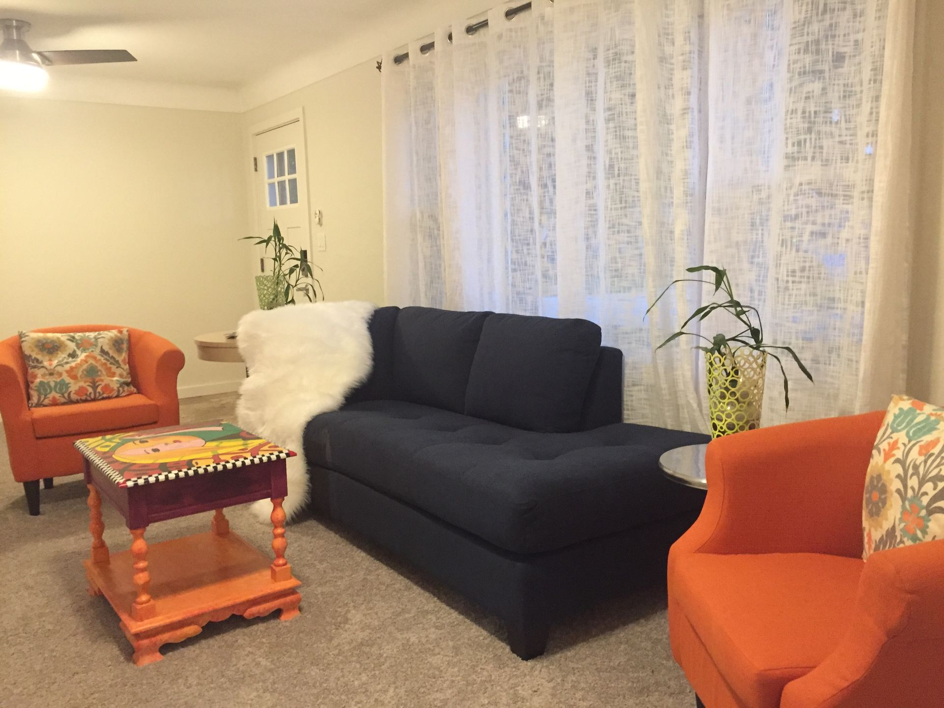 Living room with beautiful carpet style