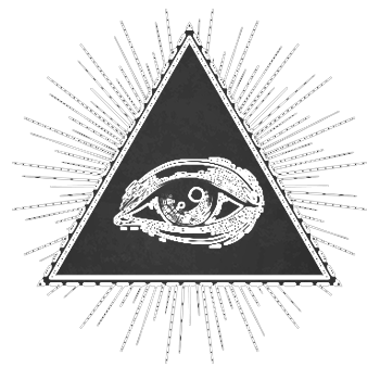 An all seeing eye in a triangle with rays coming out of it