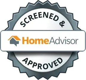 A screened and approved home advisor logo on a white background