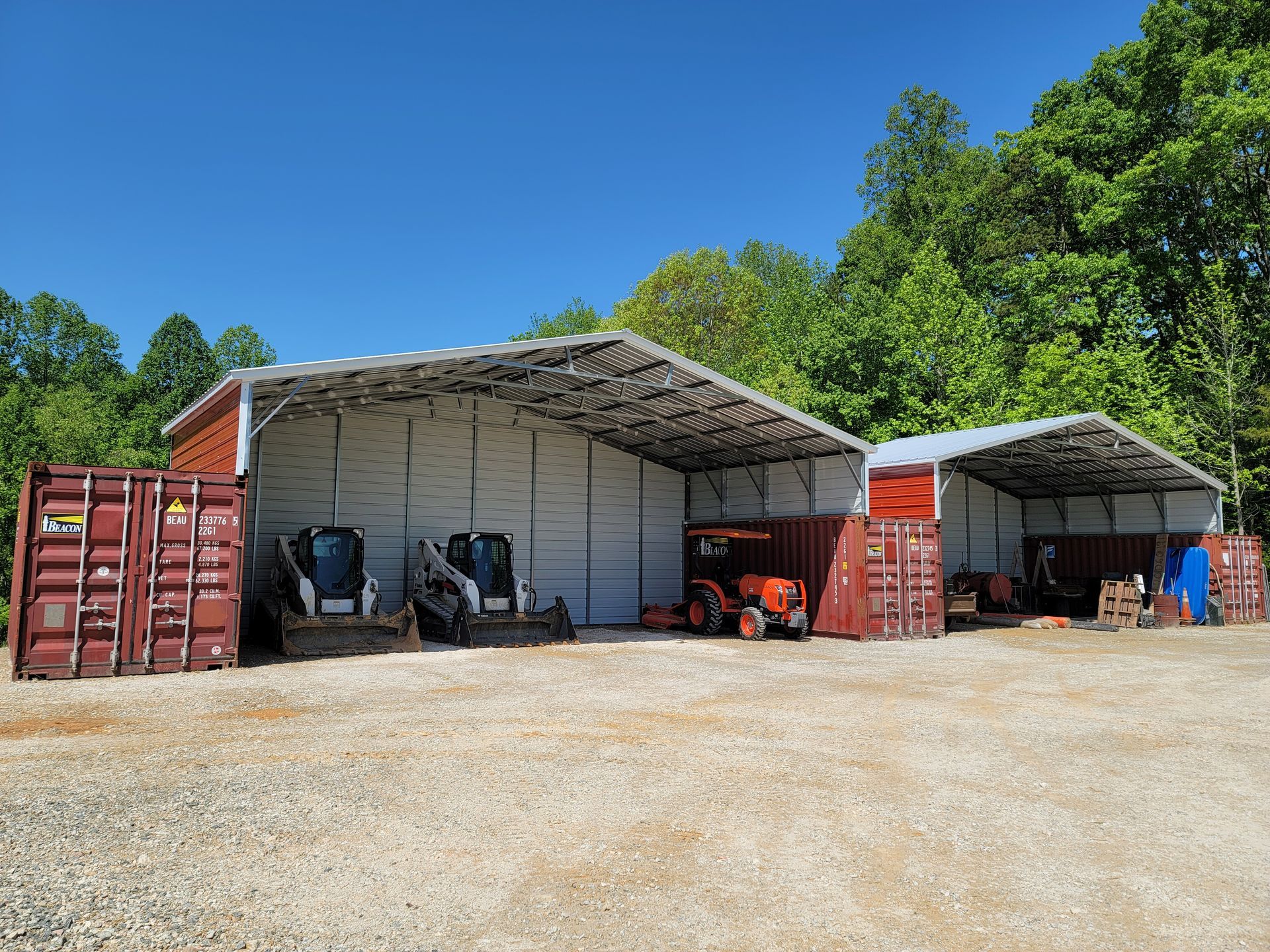 Metal parking with trucks