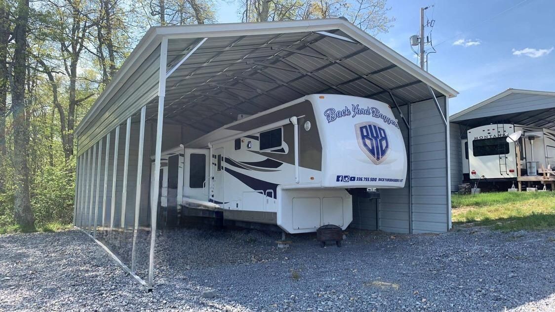 White truck parked on a metal parking