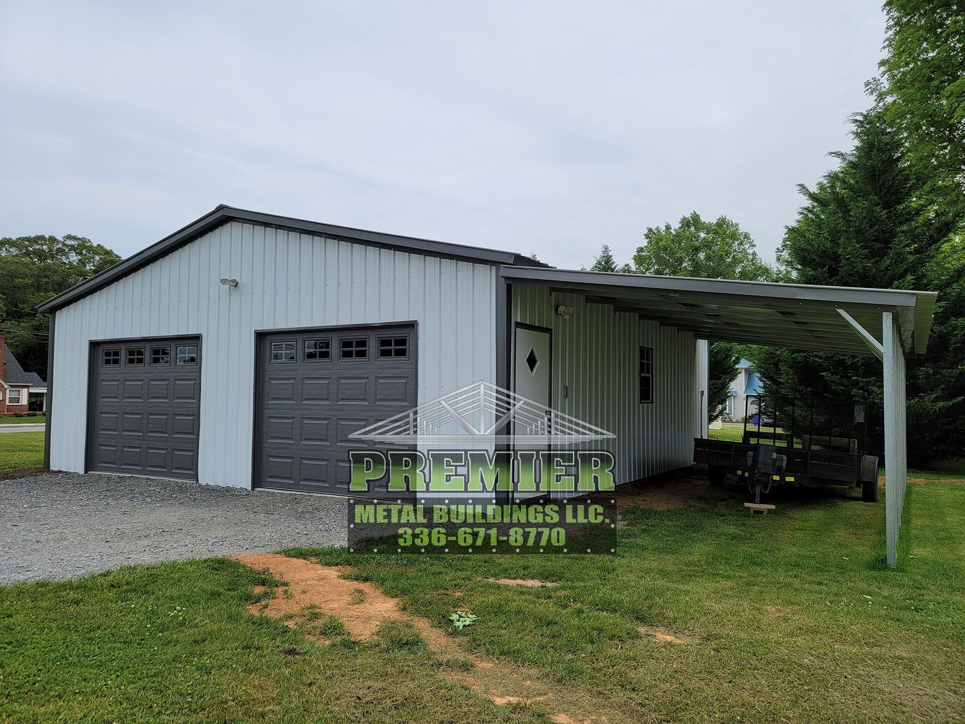 Metal building with carport