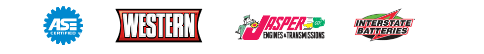 ASE Certified, Western, Jasper, and Interstate Batteries Logos