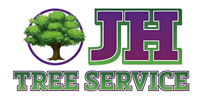 Logo for "JH Tree Service" featuring a tree inside a purple circle and purple text.