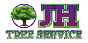 Logo for "JH Tree Service" featuring a tree inside a purple circle and purple text.