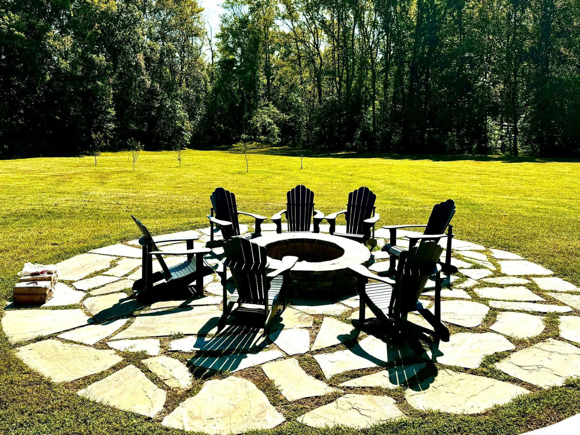 Outdoor firepit with chairs