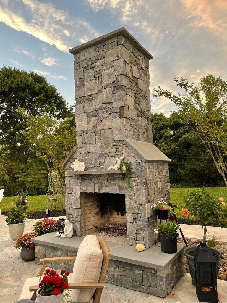 New outdoor fireplace